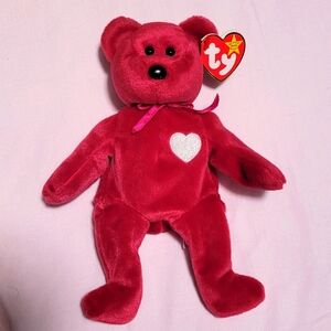 TY Valentina red teddy bear beanie baby with tags 1998
